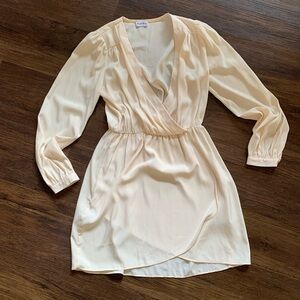 Forever 21 Cream Long Sleeve Wrap Dress